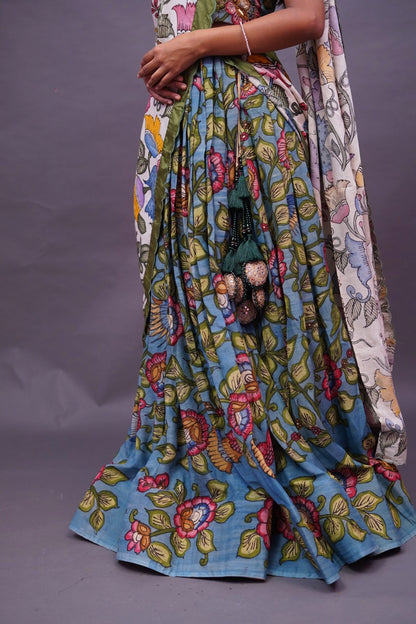 Green KalamkariLehenga