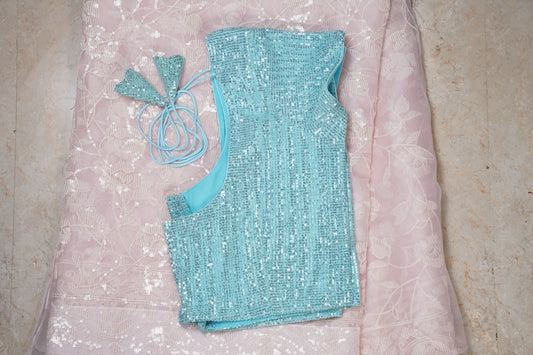 Organza Cutdana Baby Pink Saree