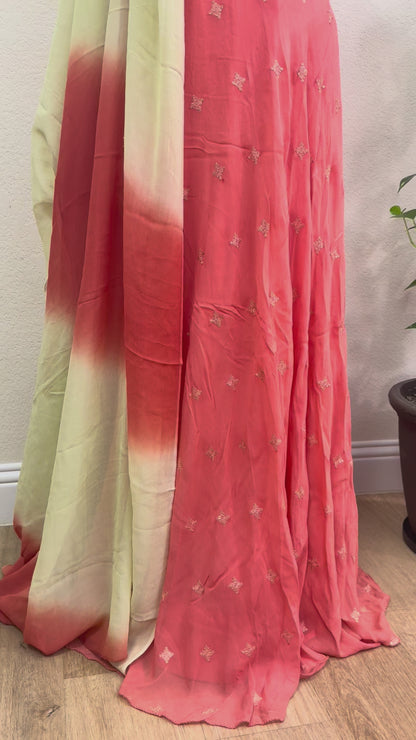 Orange Georgette Lehenga with Printed Blouse