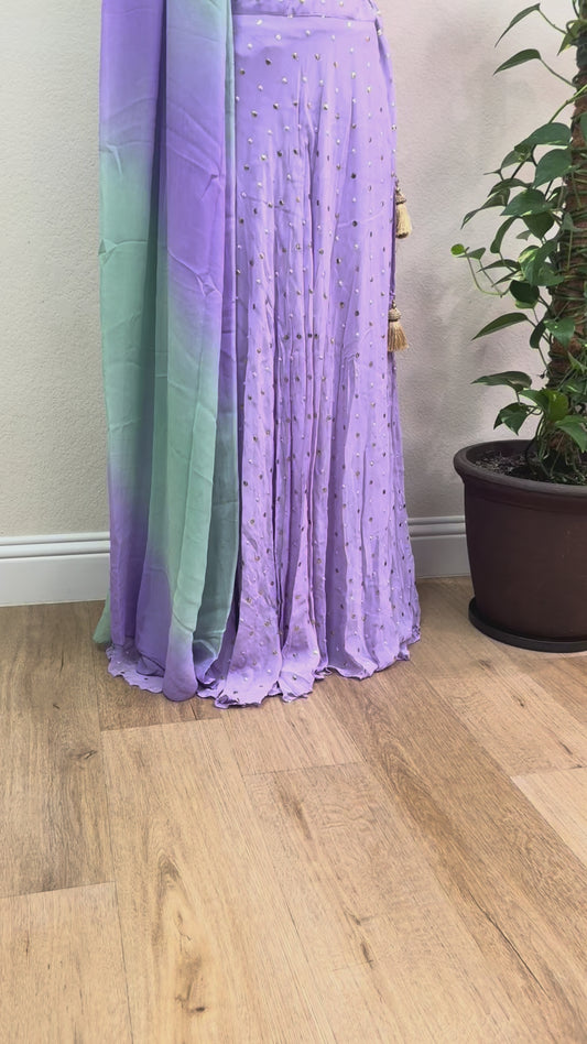 Lavender Georgette Lehenga with Printed Blouse